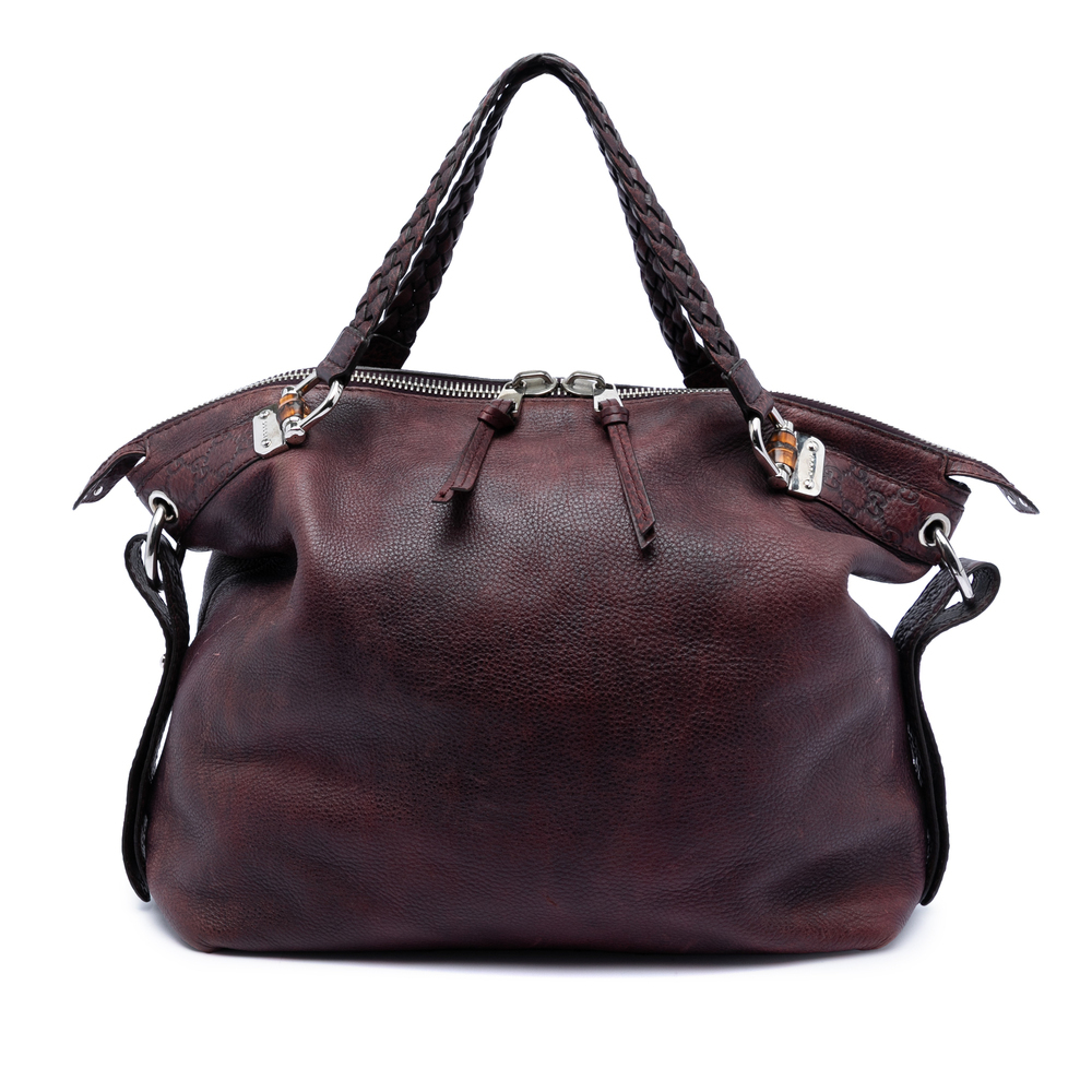 Pre-Loved Gucci Large Leather Bamboo Bar Tote